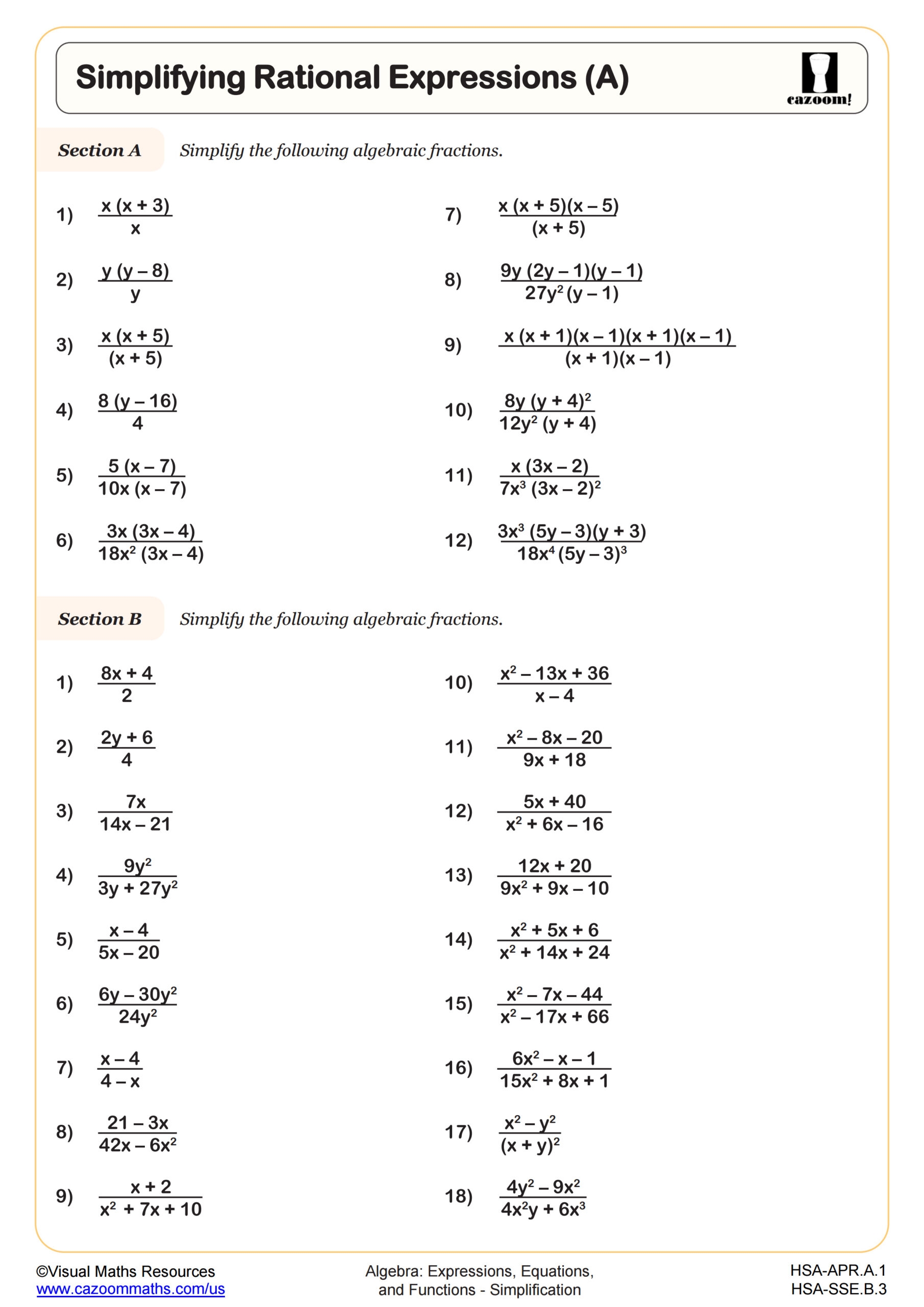 expressions worksheet