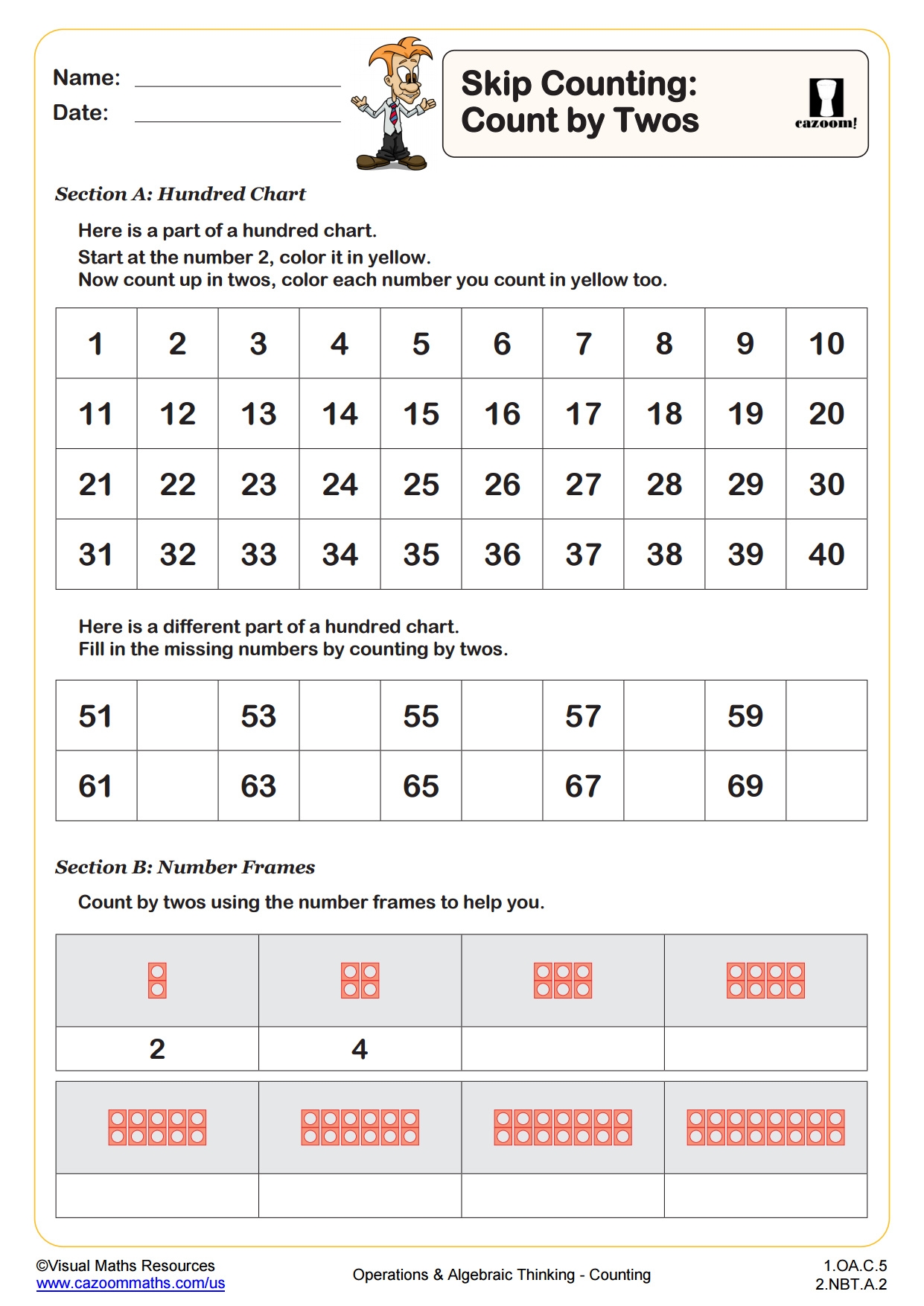 Skip Counting count By 2s 1st Grade PDF Operations And