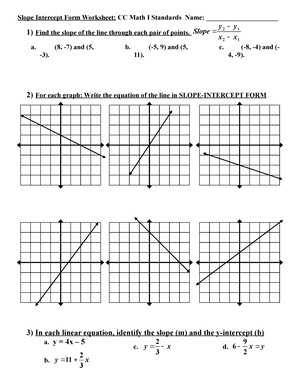 Slope Intercept Form Worksheets With Answer Key Worksheets Library