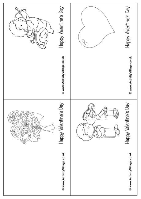 Small Valentine Colouring Cards 1