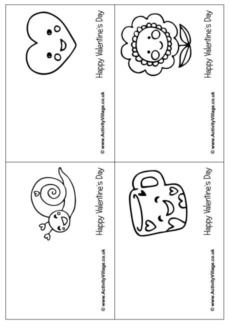 Small Valentine Colouring Cards 2