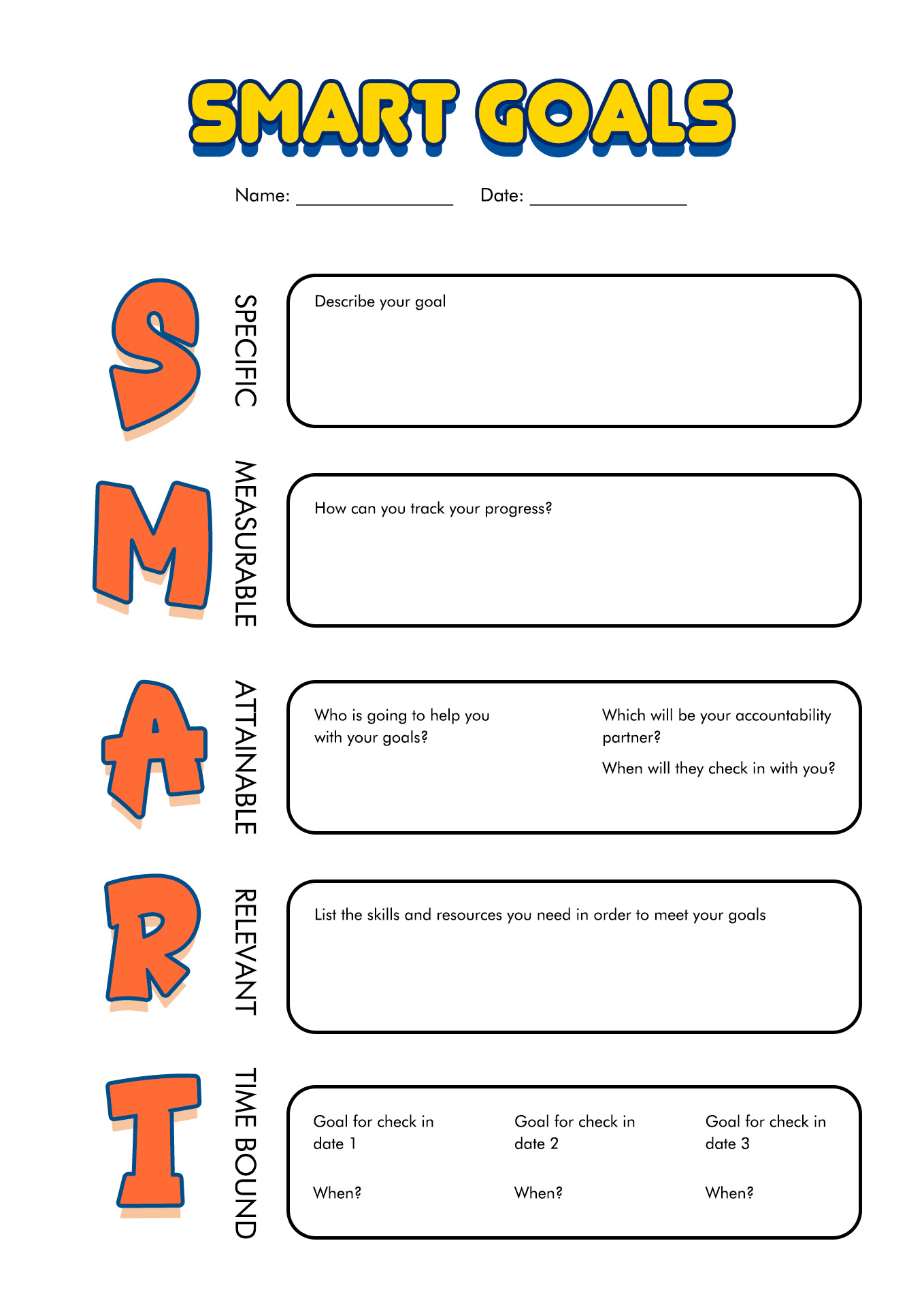 Smart Goals Worksheet For Students