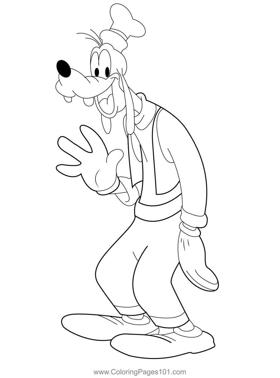 Smiling Goofy Coloring Page For Kids Free Goofy Printable Coloring 