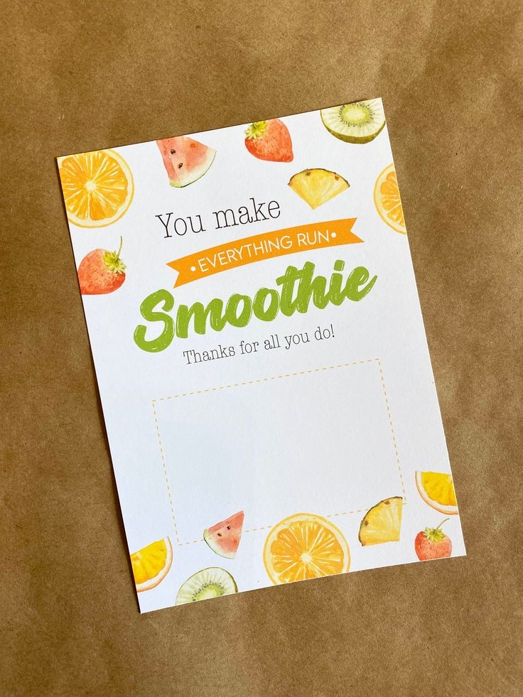 Smoothie Gift Card Holder Printable Gift Card Holder For Etsy 