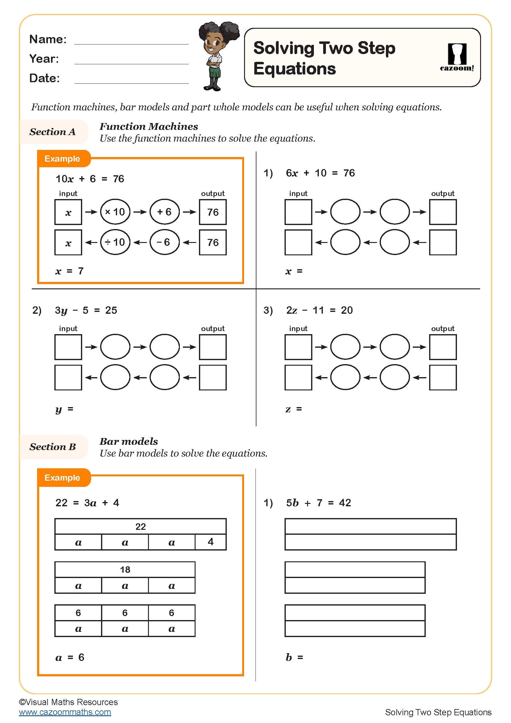 2-step equations worksheet