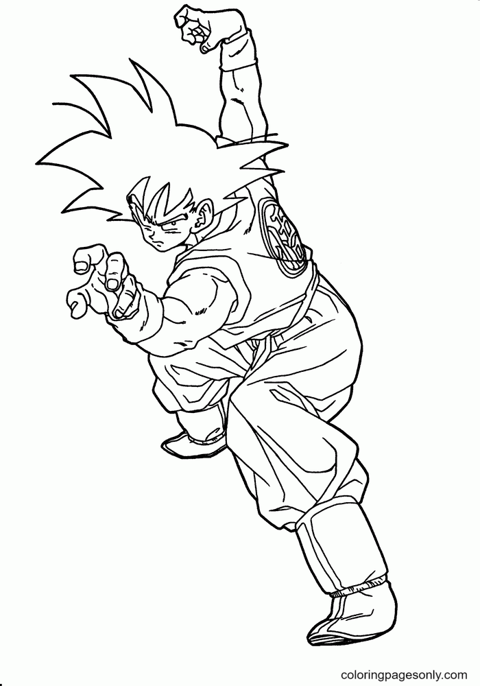SonGoku From Dragon Ball Coloring Page Free Printable Coloring Pages