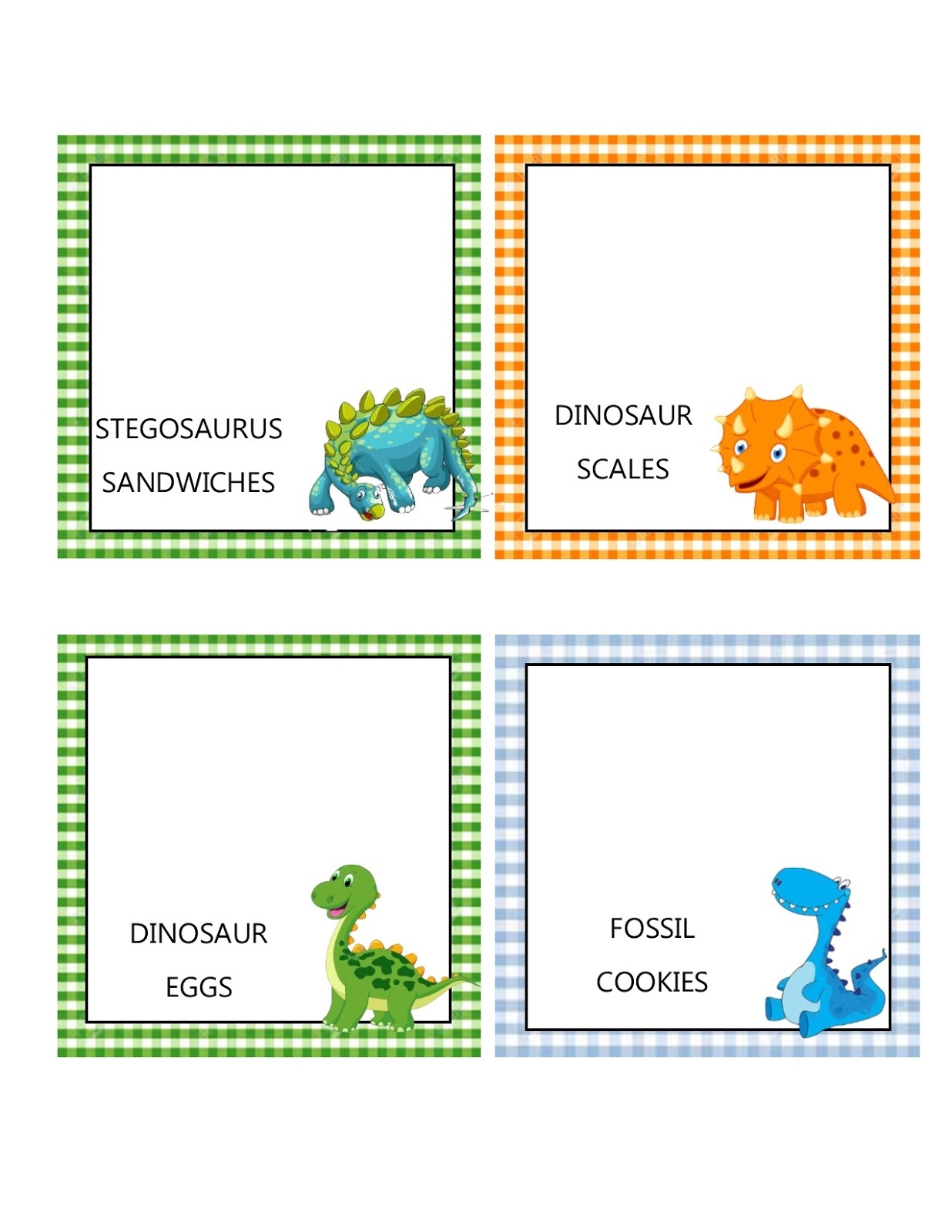 free dinosaur food label printables
