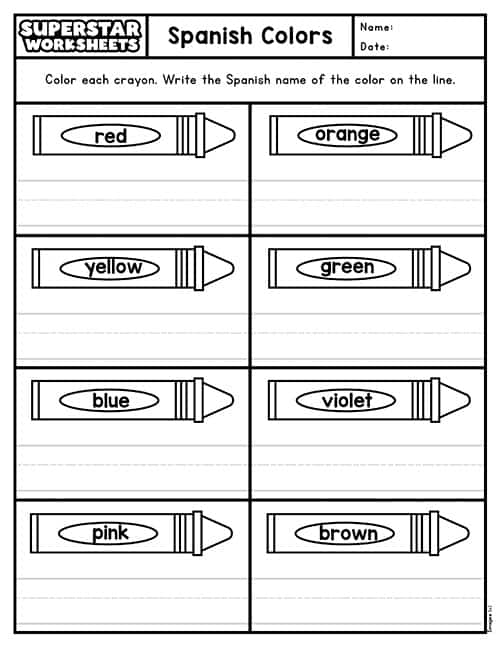 Spanish Color Worksheets Superstar Worksheets Worksheets Library
