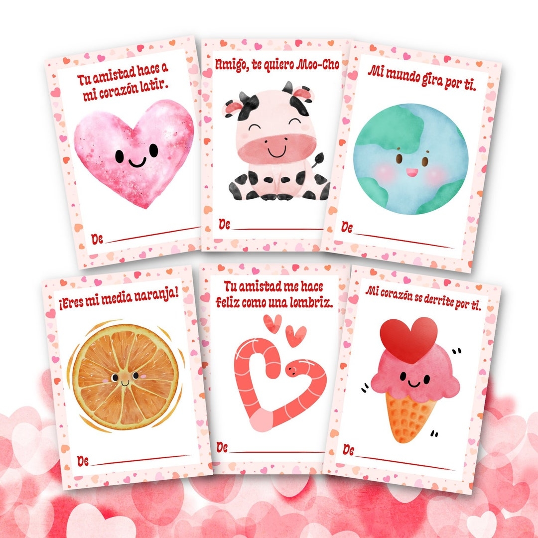 Spanish Valentine 39 s Printable Cards Instant Download Dual Language 