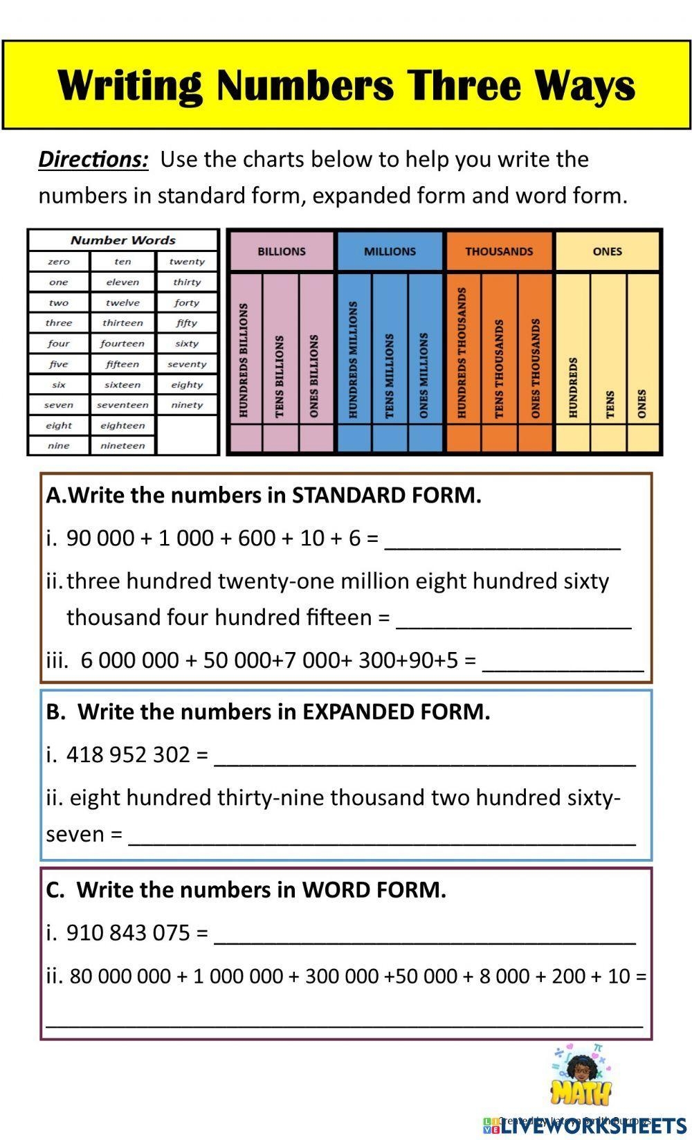 Standard And Expanded Word Form Worksheets Worksheets Library