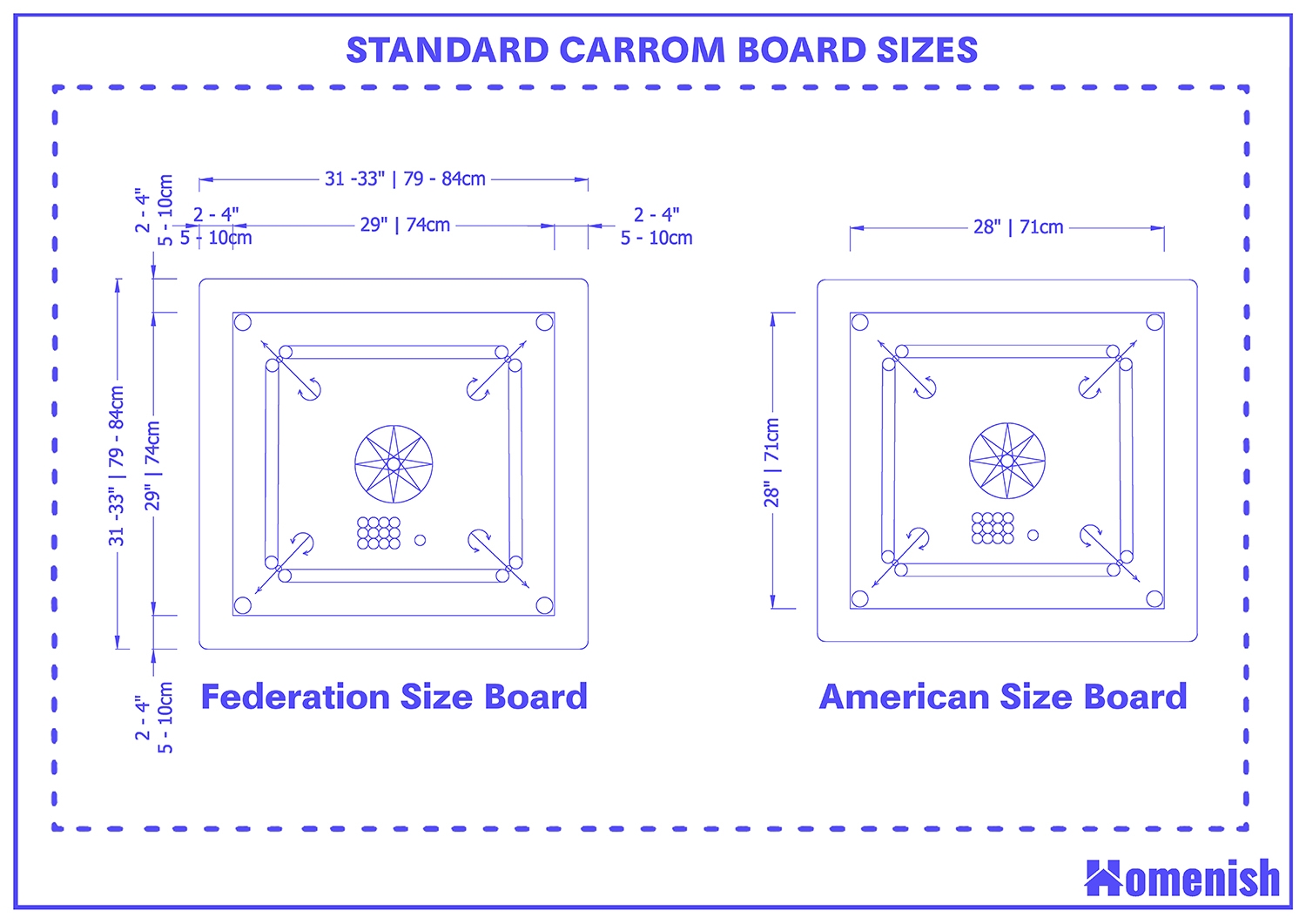Standard Carrom Board Sizes And Guidelines Homenish