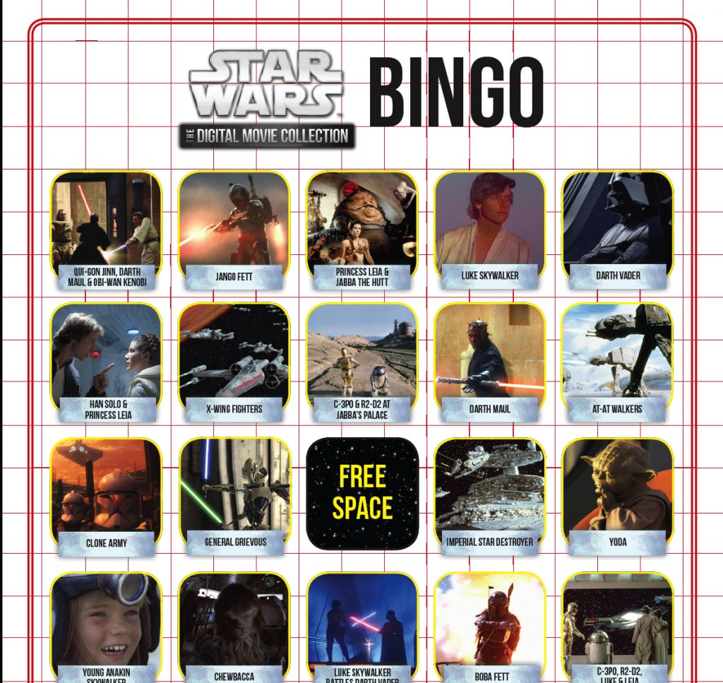 Star Wars Bingo Disney Family Printable Bingo Cards