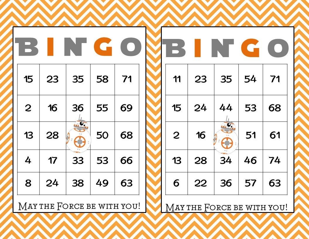 Star Wars Bingo Printable Cards Printable Bingo Cards