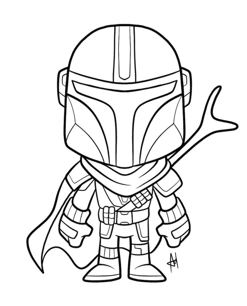 Star Wars Mandalorian Coloring Page Free Printable Coloring Pages