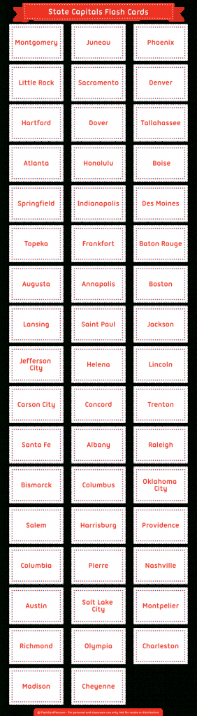 States And Capitals Flash Cards Printable Printable Card Free