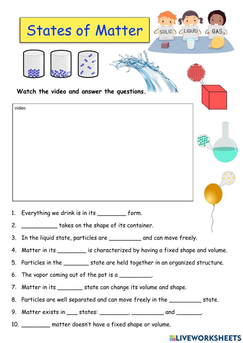 States Of Matter Online Activity For Grade 2 4 Live Worksheets 