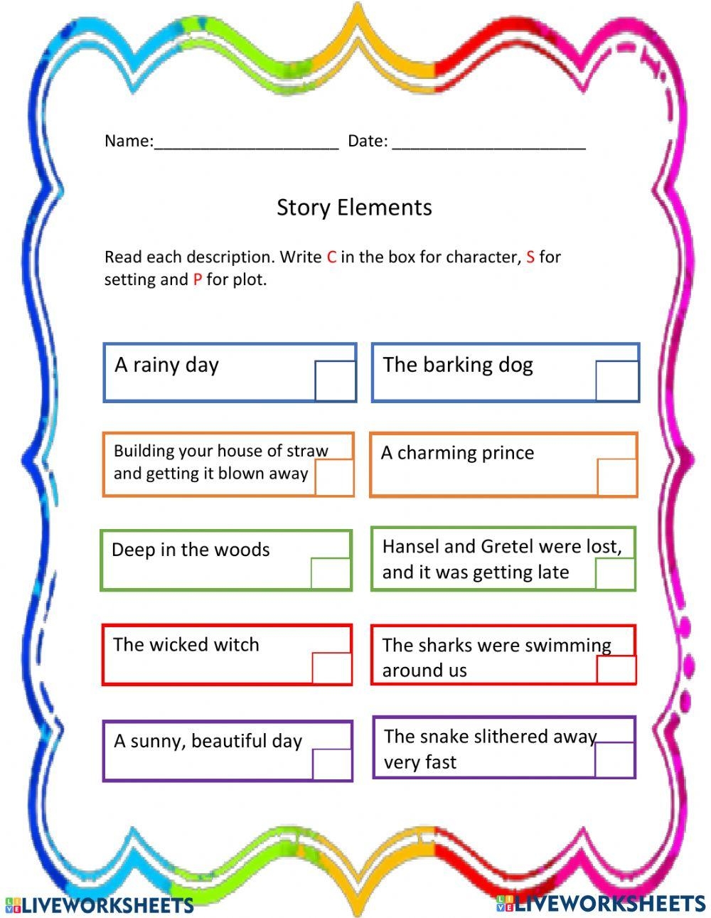 Story Elements Free Online Worksheet Live Worksheets Worksheets Library
