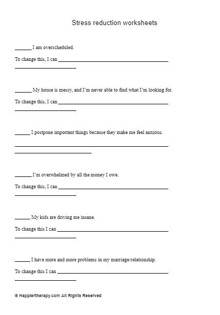 Stress Reduction Worksheets Best Technique HappierTHERAPY