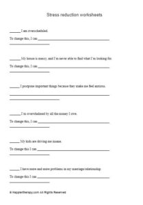 Stress Reduction Worksheets HappierTHERAPY