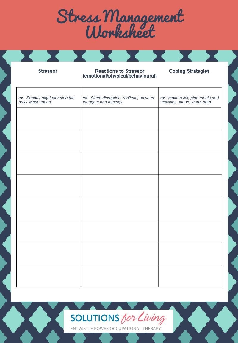 stress reduction worksheets