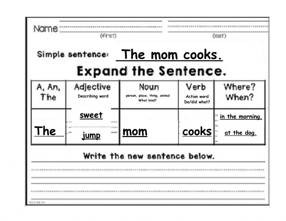 Stretchy Sentences Worksheet Teach Starter Worksheets Library