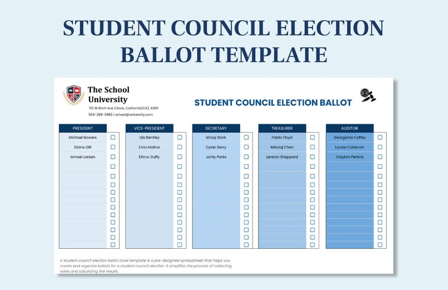 Student Council Election Ballot Template In Excel Google Sheets