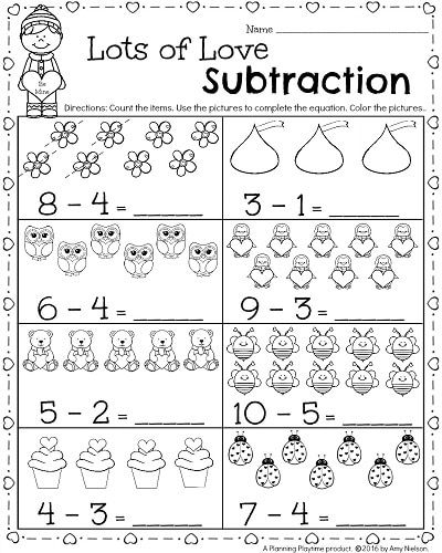 subtraction worksheet kindergarten
