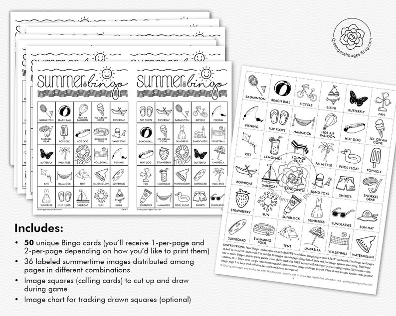 summer bingo cards printable