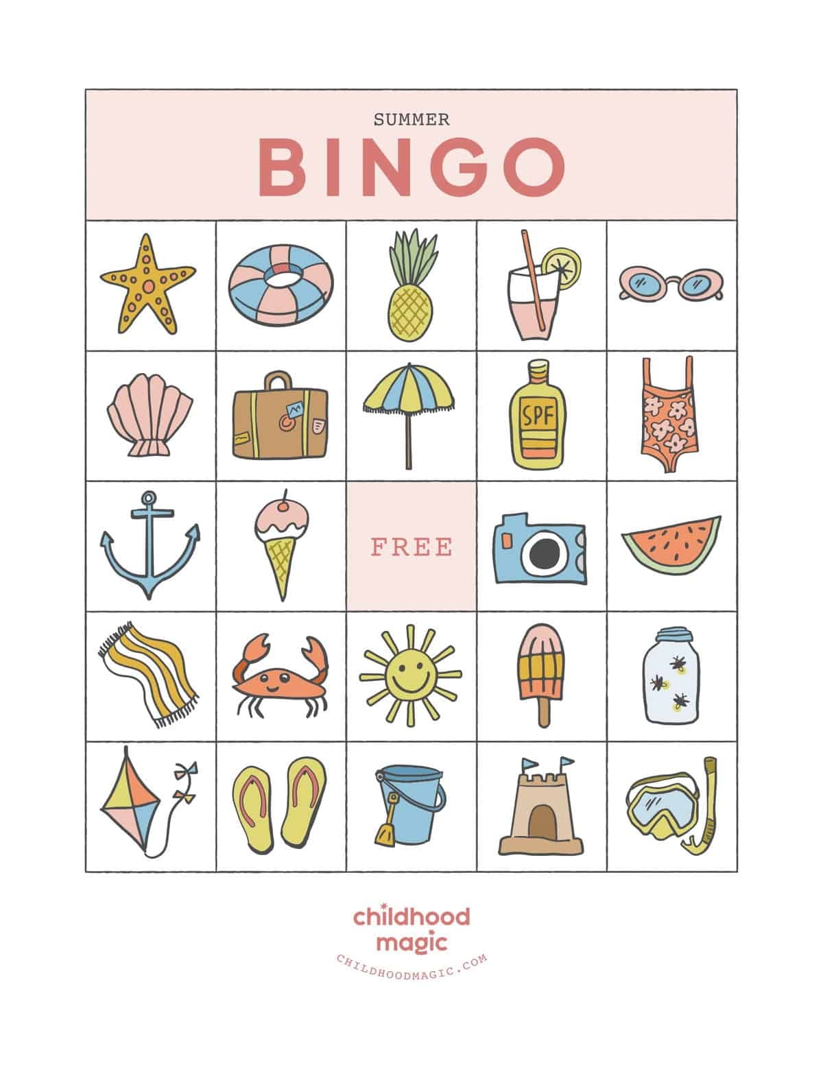 summer bingo printable cards