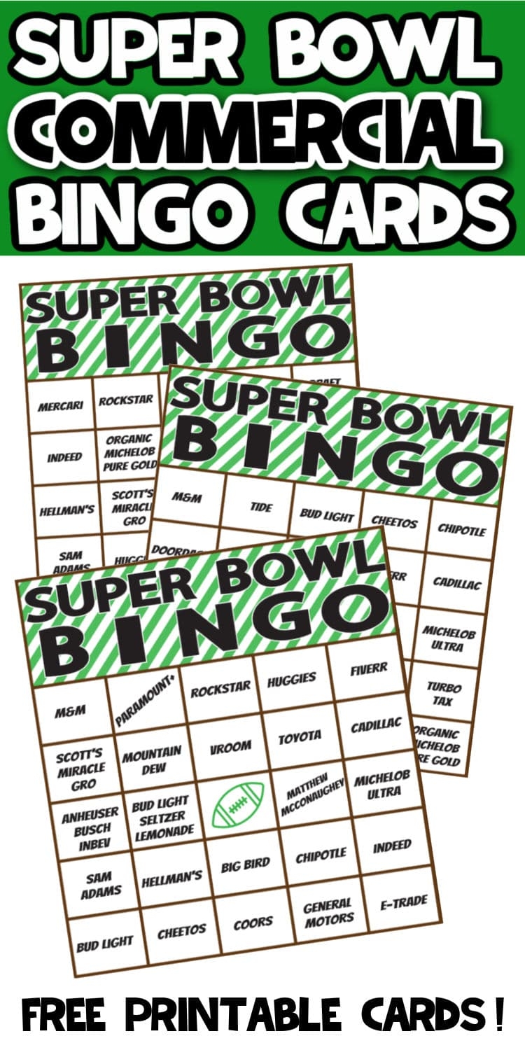 Super Bowl Commercial Bingo Printable Cards Image To U