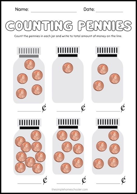 counting pennies worksheet