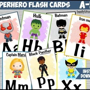 Superhero Flash Cards For Kids To Use With Their Own Name And Character