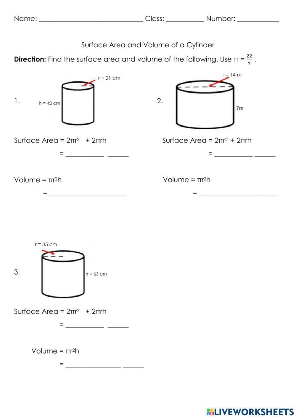Surface Area Of A Cylinder GCSE Maths Steps Examples Worksheet 
