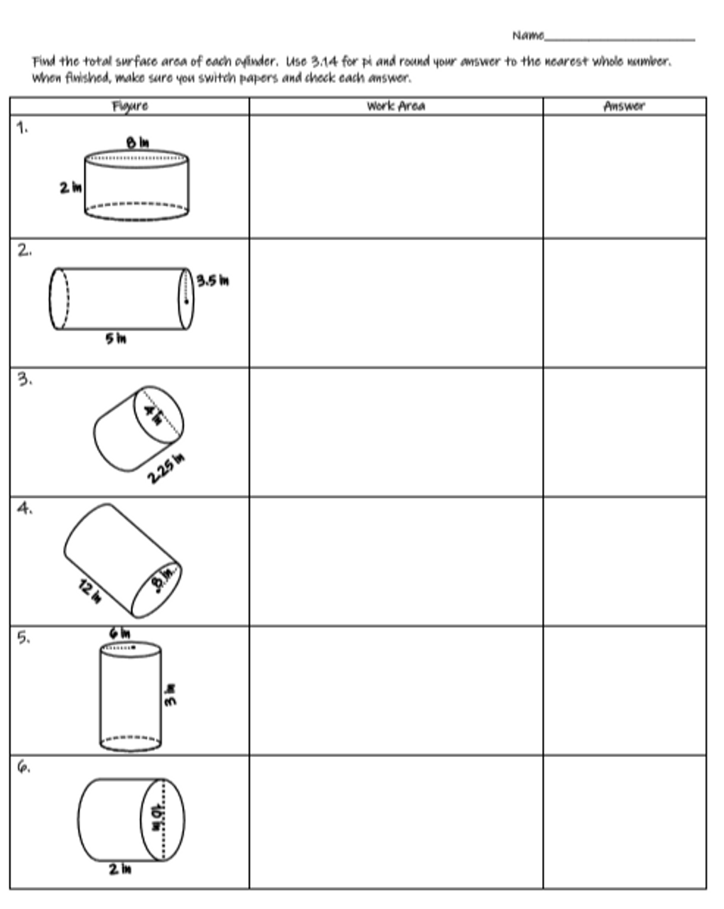 Surface Area Of Cylinders Worksheet Or Mini Breakout Worksheets Library
