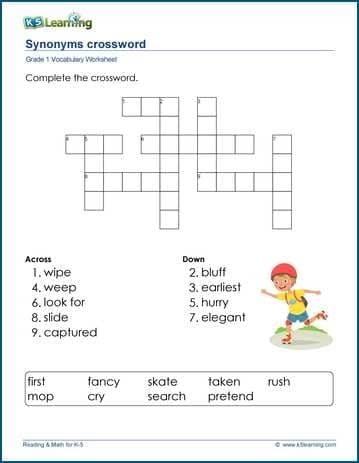 Synonym Crossword Puzzle Worksheets Worksheets For Kindergarten