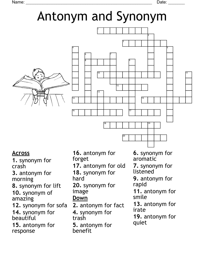 Synonym Crossword Puzzle Worksheets Worksheets For Kindergarten
