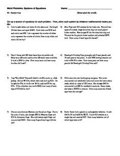 Systems Of Equations Word Problems Systems Of Equations Word 