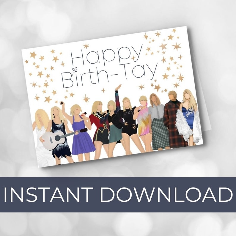 Taylor Swift Birthday Card Printable Swiftie Gift Fan Gift Etsy