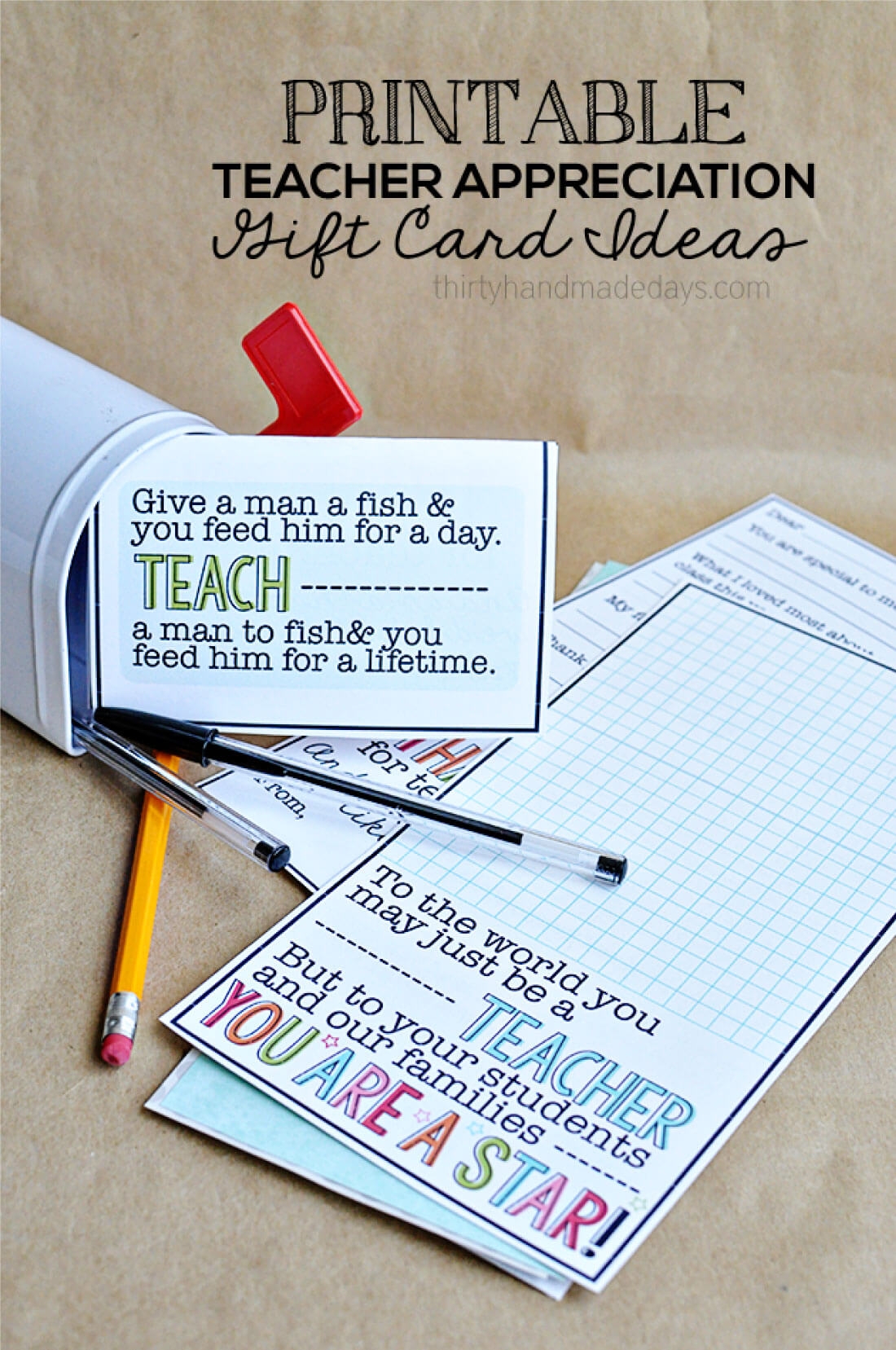 teacher appreciation printables for gift cards