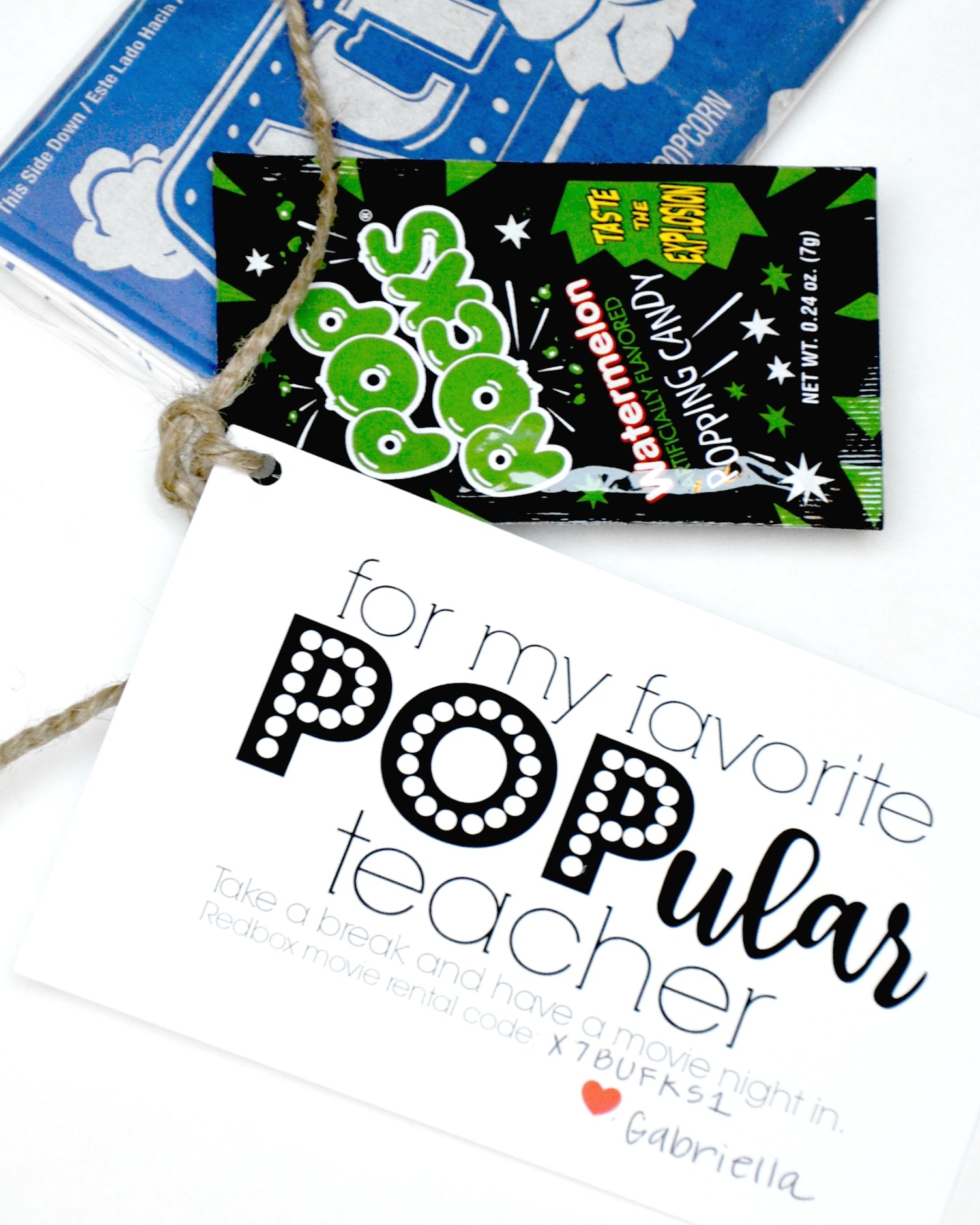 Teacher Appreciation Redbox Printable Card Gift Brie Brie Blooms