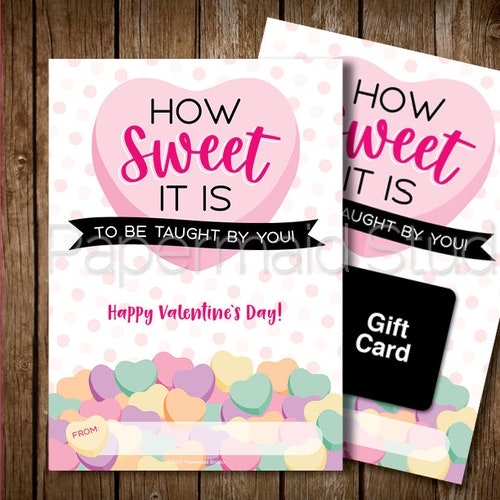 Teacher Valentine Card Printable Teacher Valentines Gift Etsy