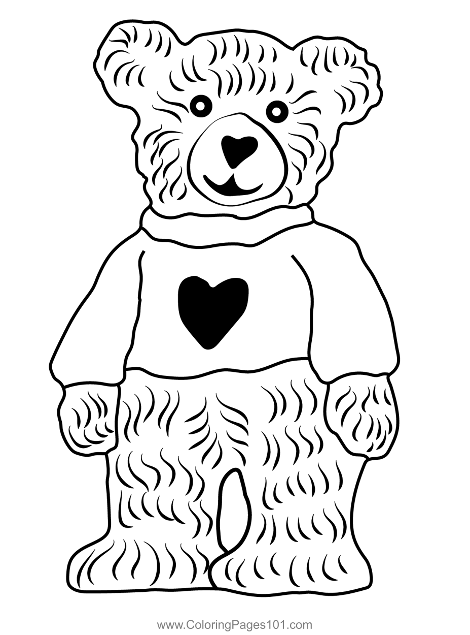 Teddy Bear Wears Knitted Sweater Coloring Page For Kids Free Teddy 