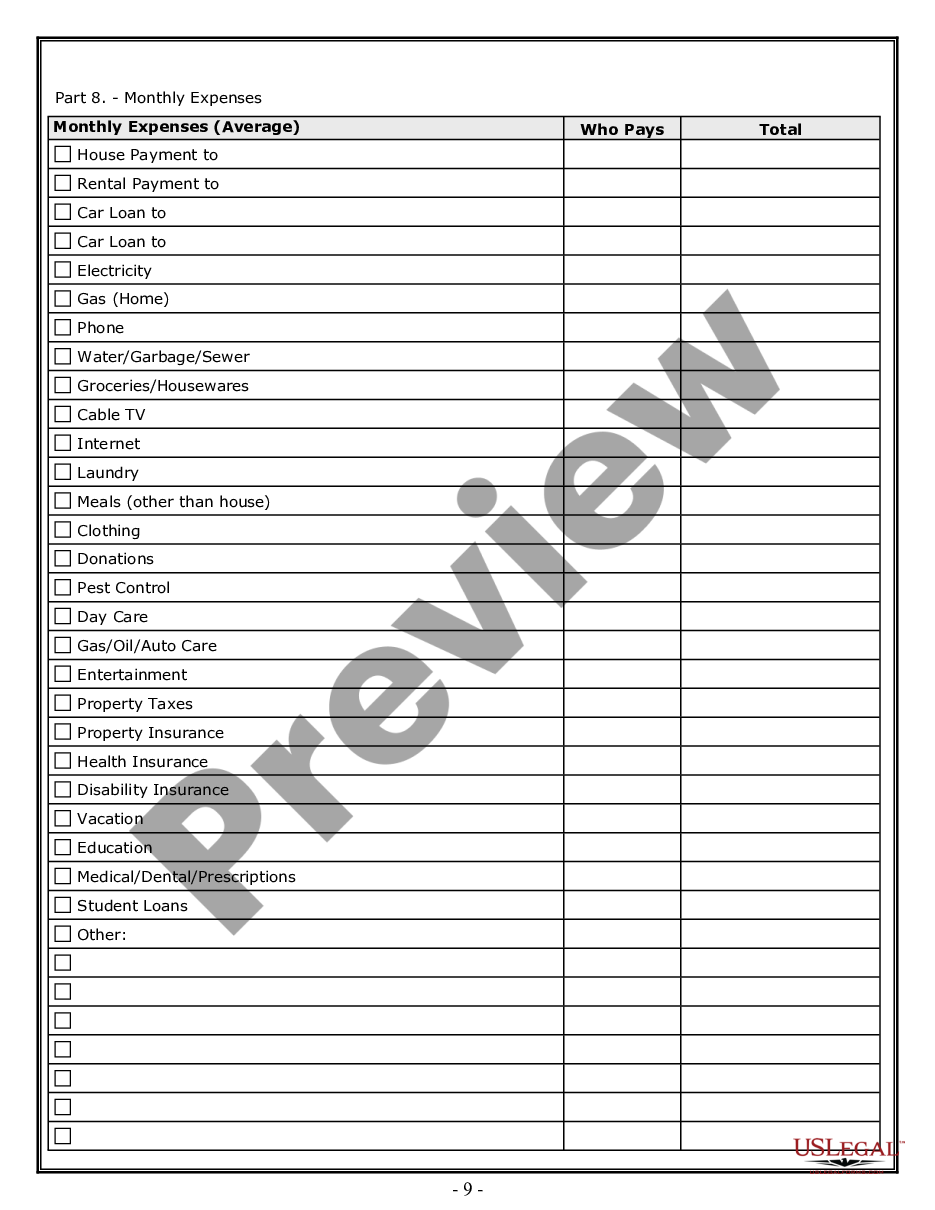 Texas Divorce Property Division Worksheet Divisonworksheets