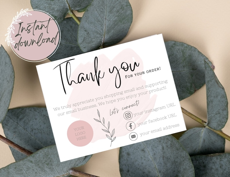 thank you card for business printable