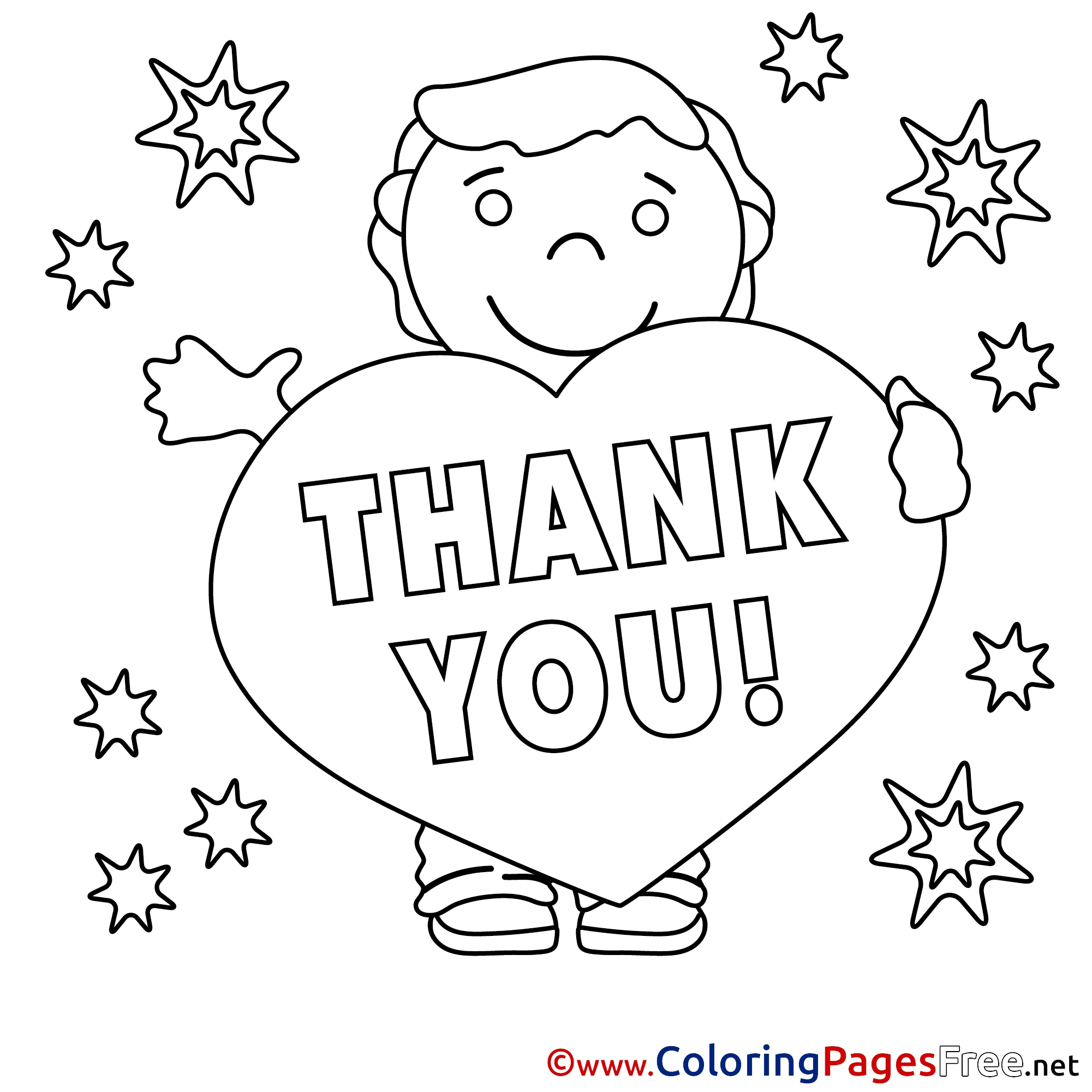 Thank You Coloring Pages Free Boy Stars