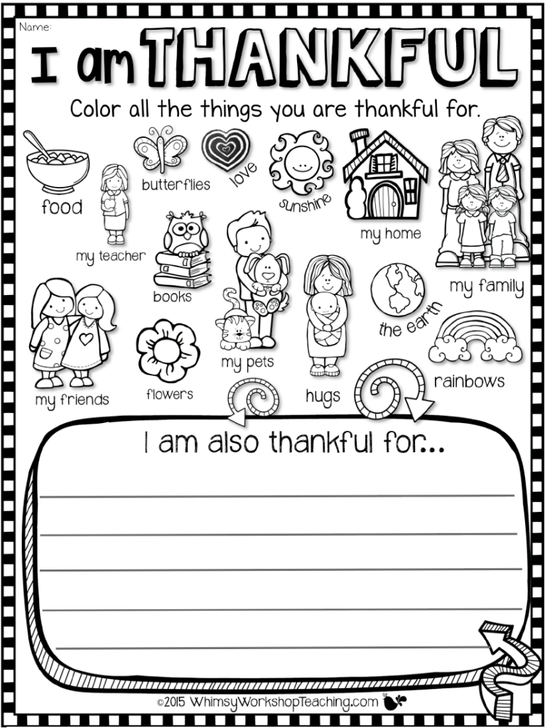 thankful worksheets