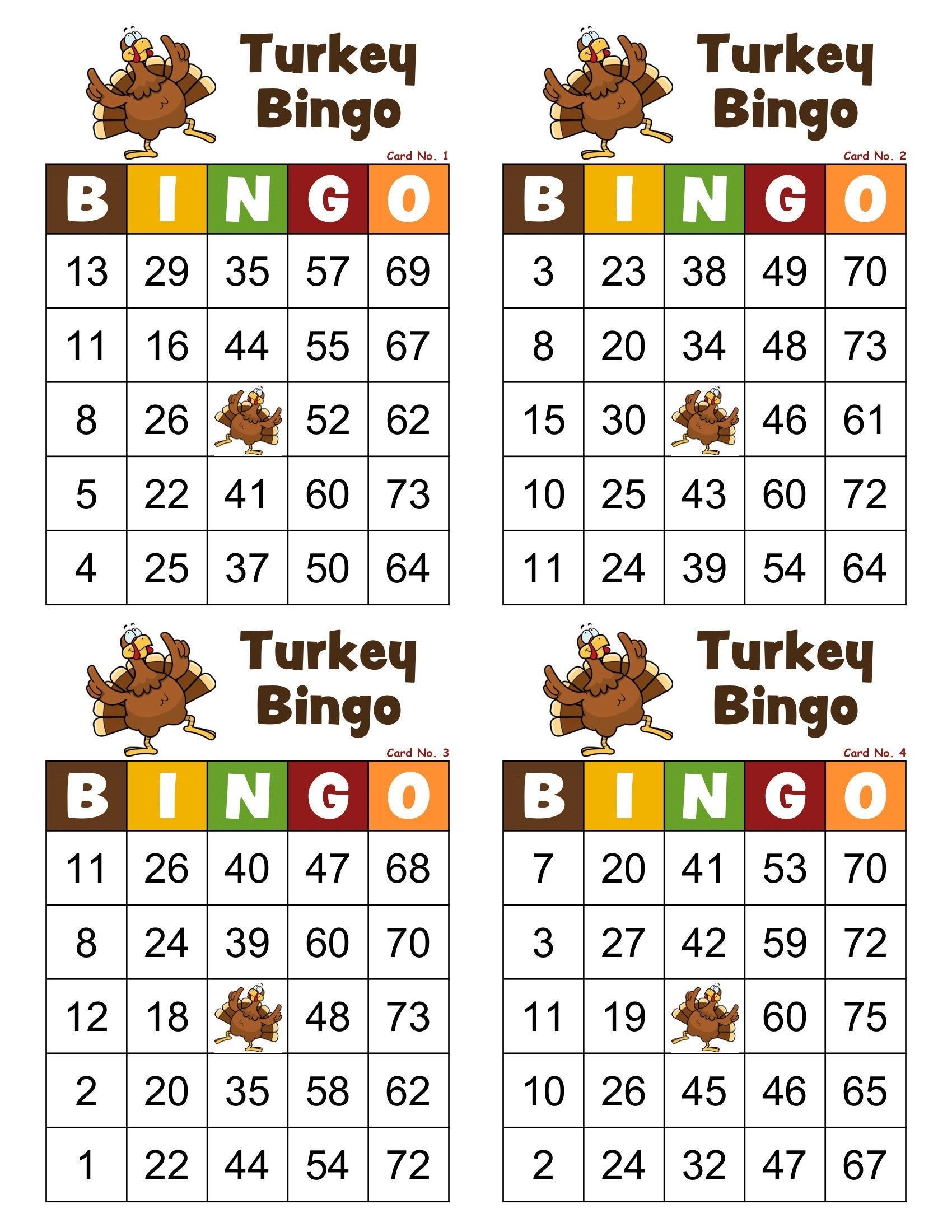 turkey bingo cards printable