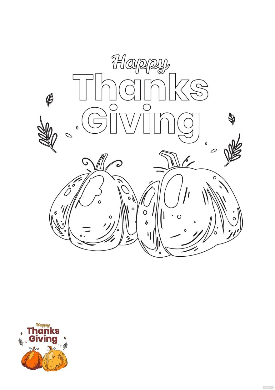 Thanksgiving Card Coloring Page In EPS PDF JPG Download Template