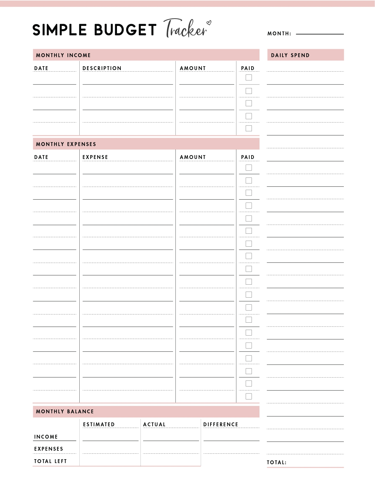 free editable printable budget template