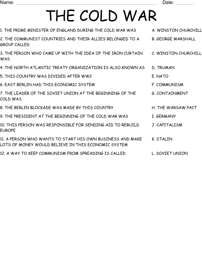 The Cold War Worksheets KS3 KS4 Lesson Plans Resources